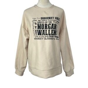 Morgan Wallen Graphic Sweatshirt Country Music Pullover Top Beige Womens Large